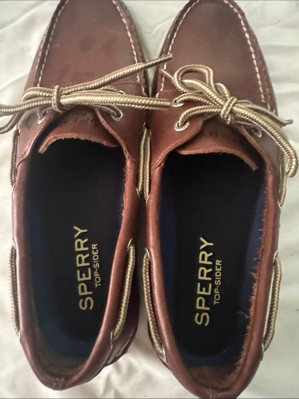 Sperry Brown Leather Men’s Boat Shoes with Tan Laces